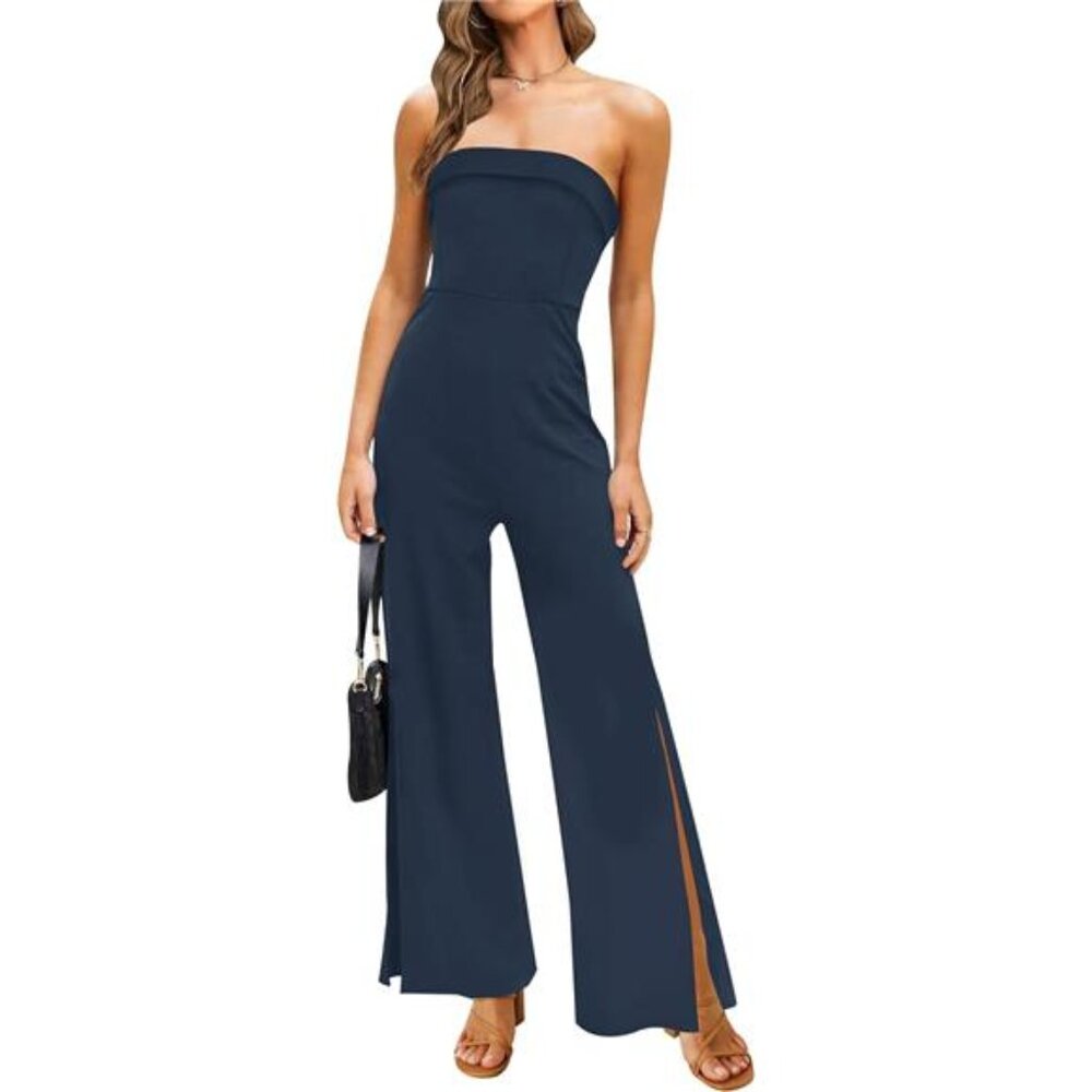 Elegant Navy Strapless Jumpsuit